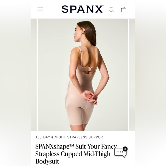 SPANXshape™ Suit Your Fancy Strapless Cupped Mid-Thigh Bodysuit - Picture 4 of 14